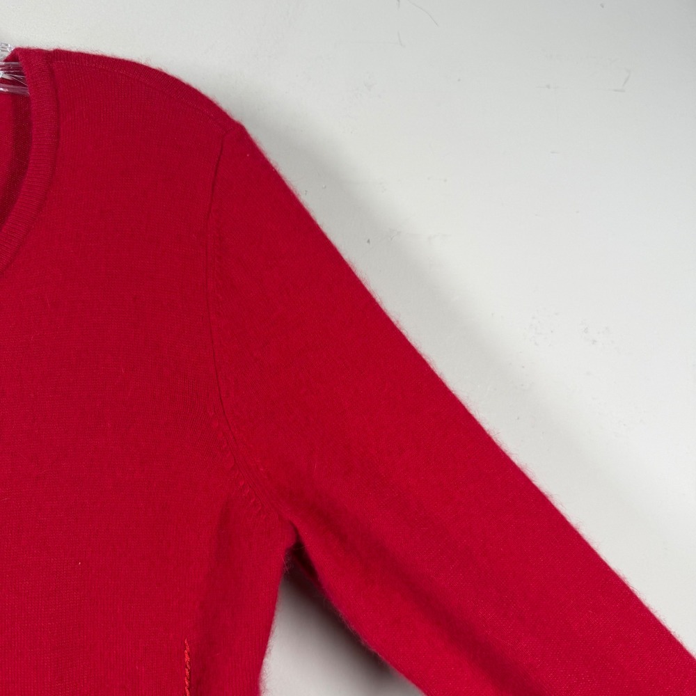 Merry & Bright Red Angora Wool Blend Holiday Ornament Sequin Cardigan Sweater S - Picture 8 of 13
